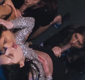 Big tits hot brunette babe sucks dick